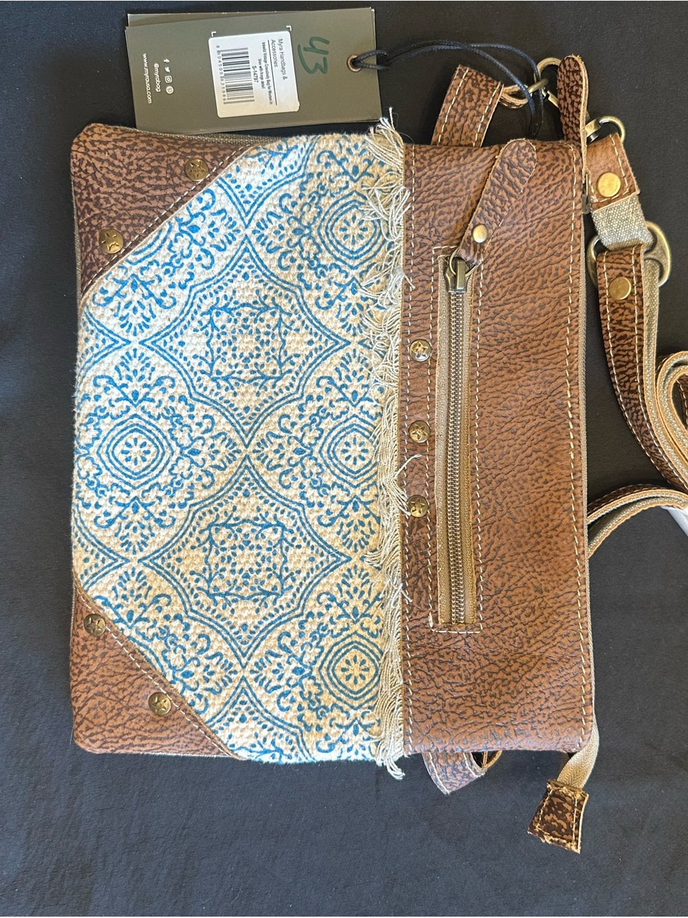 Myra Bag Brown and Blue Patterned Crossbody